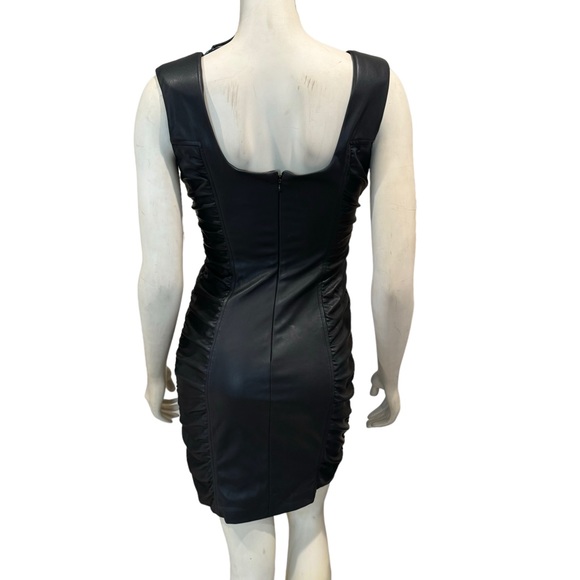 NEW Guess Ruched Vegan Leather Bodycon Mini Dress - Picture 7 of 13